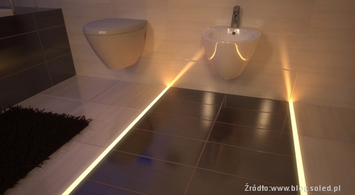 Montaż taśm LED w fugach - Łazienki - projekty, zdjęcia - łazienki na  zamówienie, meble łazienkowe, armatura łazienkowa